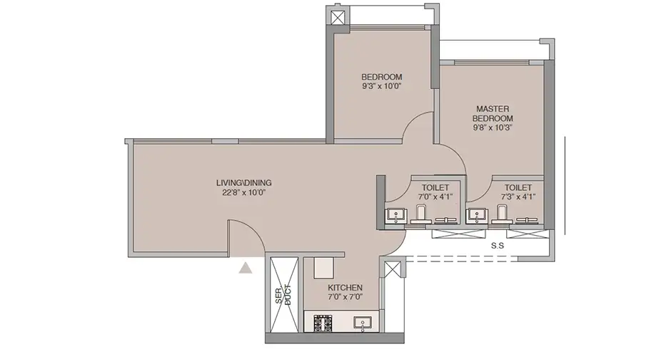 Miraya Divine Kapurbawdi 2 BHK Floor Plan Miraya Divine Kapurbawdi 2 BHK Floor Plan